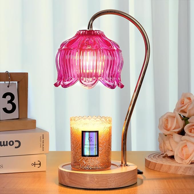 Vintage Flower Candle Warmer Lamp with Timer & Dimmer - Lotus Candle Lamp Warmer - Fits All Jar Scented Candles，Unique Gifts for Mom