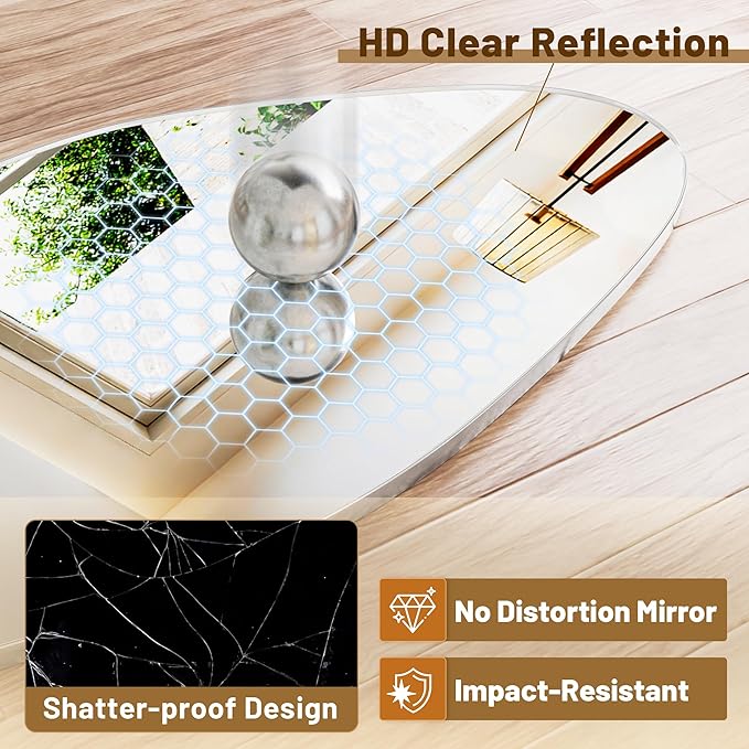 Antok Full Length Mirror, 76"x36" Floor Mirror with Stand, Standing Hanging Leaning Irregular Mirrors for Bedroom Living Room Entryway, Wavy Shaped, Silvery