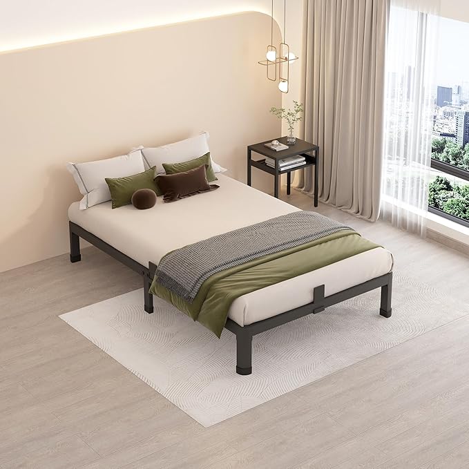 MAF 10 Inch Twin Size Metal Platform Bed Frame with Round Corner Legs, 3000 LBS Heavy Duty Steel Slats Support, Noise Free, No Box Spring Needed, Easy Assembly
