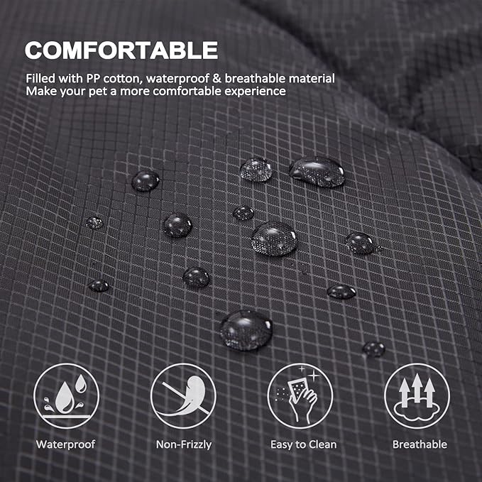 BDEUS 43x25In Large Size Outdoor Dog Bed, Waterproof & Portable Camping Travel Pet Mat, Easy to Clean, Washable Odor Resistant Pet Cooling Pad (Black)
