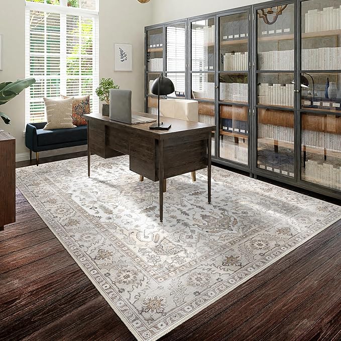 9x12 Area Rugs, Machine Washable Area Rugs for Living Room Non Slip Backing Rugs for Bedroom, Vintage Printed Home Decor Large Area Rug…