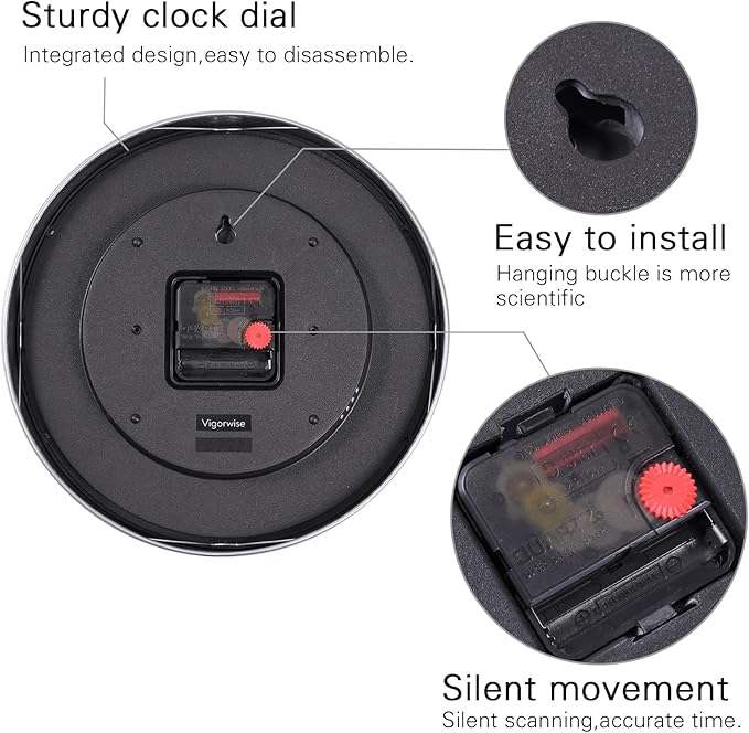 10 Inch Wall Clock with Temperature & Humidity, Aluminum Frame Wall Clocks, Sweep Silent Movement Accurate Clocks, Decorative for Kitchen Living Room Bedroom