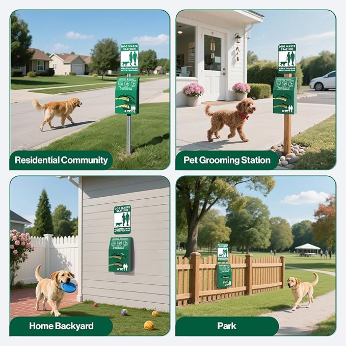 Aluminum Outdoor Dog Bag Dispenser with Pick Up After Your Dog Sign - Wall Mounted Poop Bag Dispenser for Pet Waste -Included Lock and Mounting Hardware