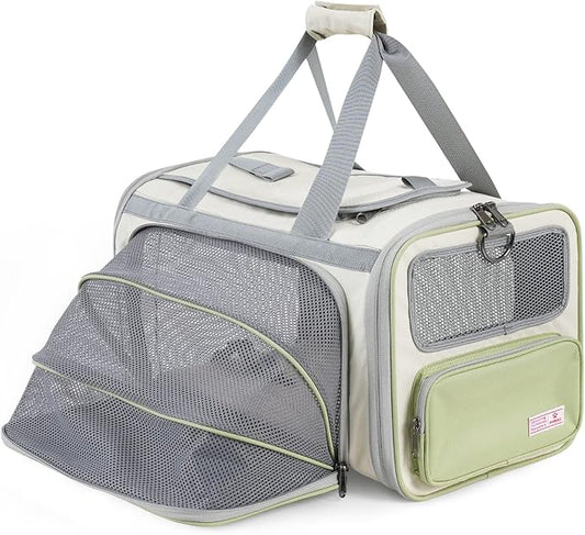 Pawaii Cat Carrier with ID Tag, TSA Airline Approved Cat Carrier, Soft Sided Collapsible Pet Travel Carrier, Foldable Cat Bag, Portable, Comfortable, Convenient Cat Travel Carrier