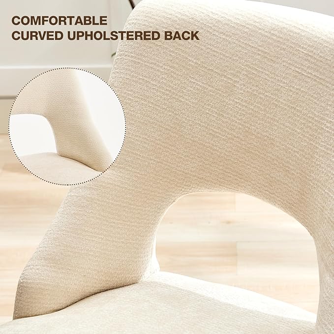 UVV Wooden Dining Chairs Set of 2, Mid Century Modern Fabric Upholstered Dining Room Chair Kitchen Chairs, Farmhouse Dinner Chair with Solid Wood Legs for Kitchen Dining Room, Beige