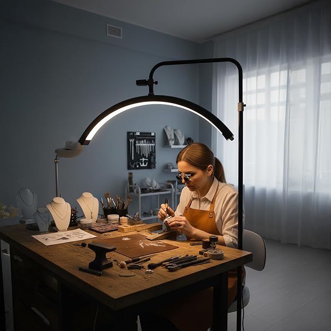 Hi_friend 28 inch Half Moon Lamp, Portable Esthetician Lash Light for Lash Tech, Bright Eyelash Extension Arched LED Floor Light, Lashing Lamp for Beauty, Skincare, Lashes