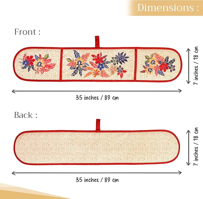 Maison d' Hermine Double Oven Mitt (7" x 35") 100% Cotton Heat Resistant BBQ Cooking Gloves with Loop for Thanksgiving Christmas Decorations Baking Cooking Barbeque Handling Hot Pan (Kalahari)