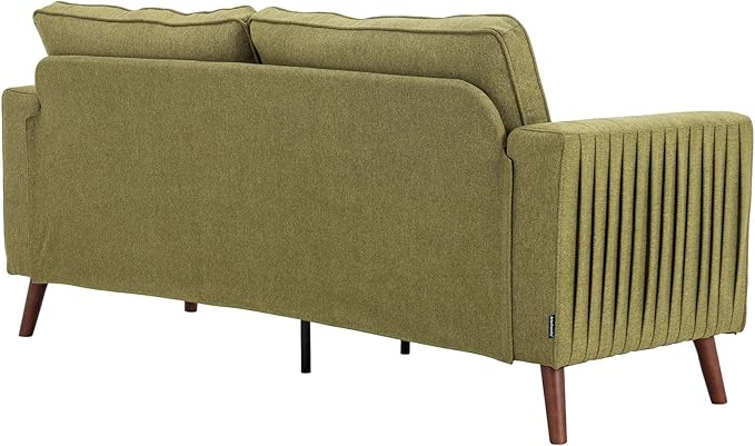 Artechworks Handmade Sofa Couch, 3-Seater 76" Wide W/Durable Italian Style Linen, Modern Mid-Century Fusion Stylish Sofa Couch for Living Room Apartment Lounge,French Piping,Dark Green
