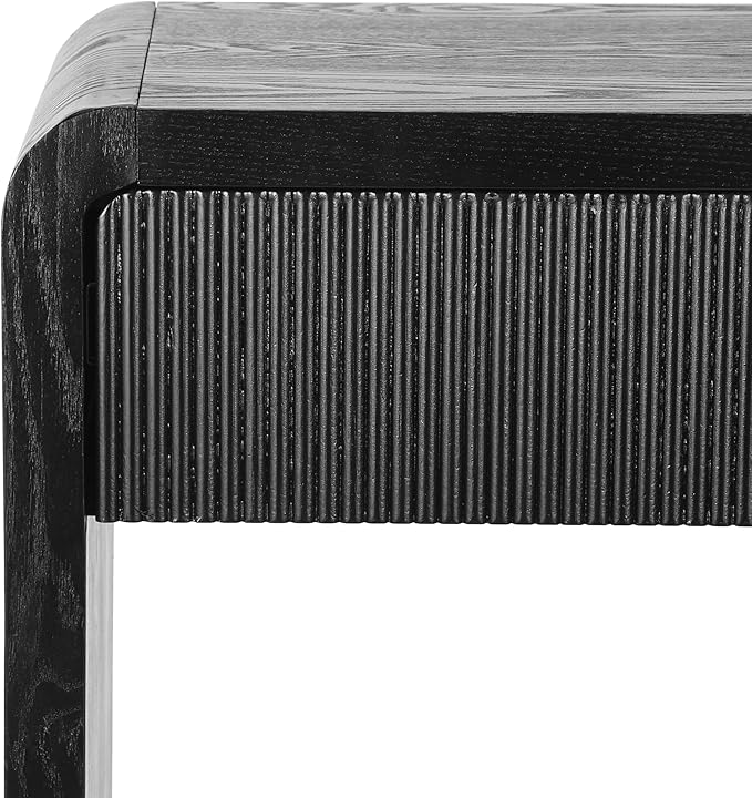 Modern Fluted Entryway Console Table 59’’ Long Entry Sofa Table with Drawers & Storage Shelf for Living Room Entrance Hallway, Easy Assembly, Black