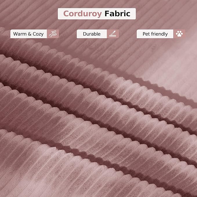 98.4''Convertible Sleeper Sofa Bed,Compressed Floor Boneless Couch,Modular Modern Corduroy Sofa for Living Room Bedroom -with Fixed-Shape Frame and Support Armrest,Easy Assembly(Pink)