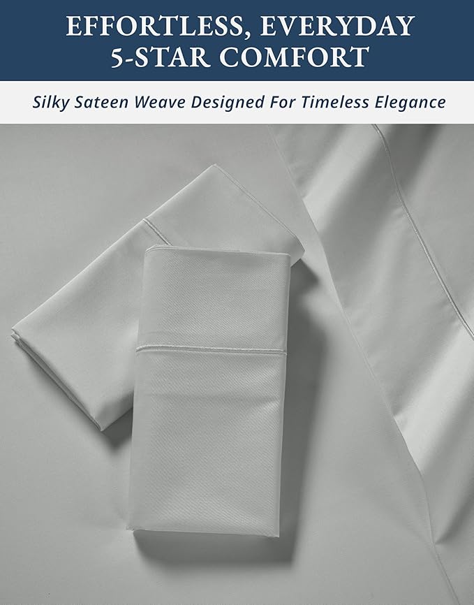 LANE LINEN 100% Egyptian Cotton King Bed Sheets, Eco Friendly No Pill Naturally Cooling Sheet King Size, Soft & Comfy Sateen Weave Silky Smooth Finish, Available in Variety of Colors -Lime Stone