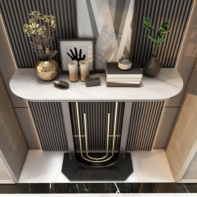 Console Table for Entryway Hall, Against Wall Hotel Long Porch table,stone top recibidor de entrada casa,Entry Home Wall Art Strip Table,for Living Room(A,31.5*11.8*31.5in/80*30*80cm)