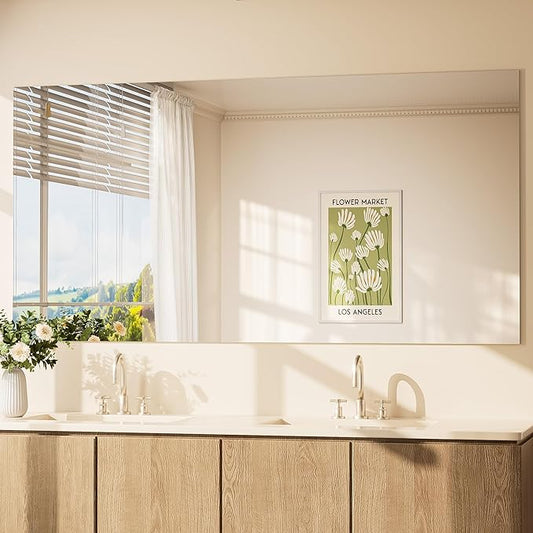 TETOTE 72" x 36" Frameless Mirror for Wall Oversized Rectangle Tempered Mirror, Suitable for Bathroom, Bedroom, Entryway, Hallway, Gym, Vertically/Horizontally
