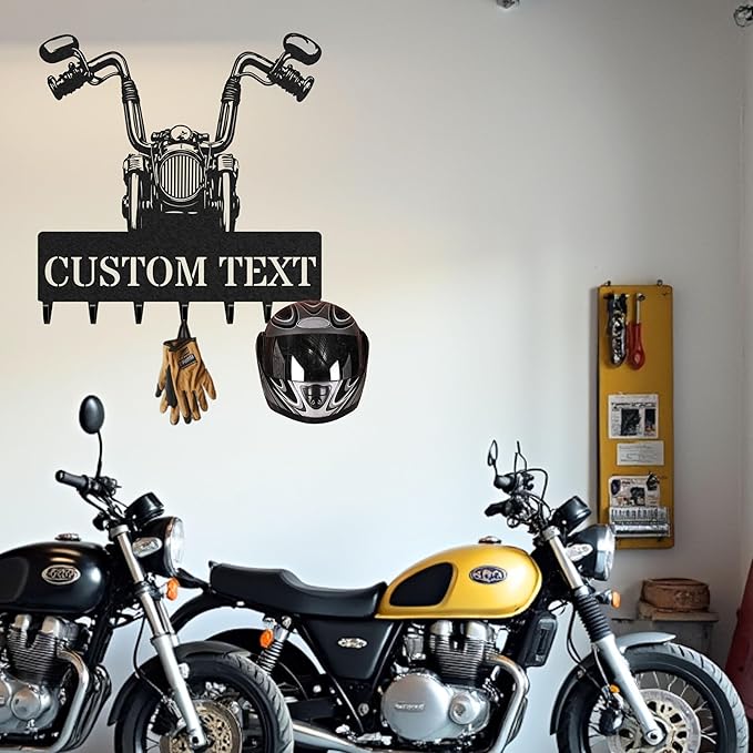 Personalized Key Holder for Wall, Custom Metal Vintage Motorbike Key Hooks with Name, Metal Jacket Holder Hooks Organizer Rack, Coat Hanger Decor for Kitchen, Entryway