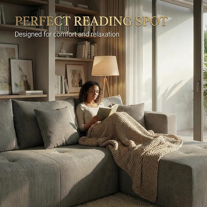 Cloud Boneless Sectional Sofa, Modular Sofa with Deep Seat, Modern Upholstered Couch with Chaise Lounge, Fluffy Comfy L-Shape Sectional Couch for Living Room, Black