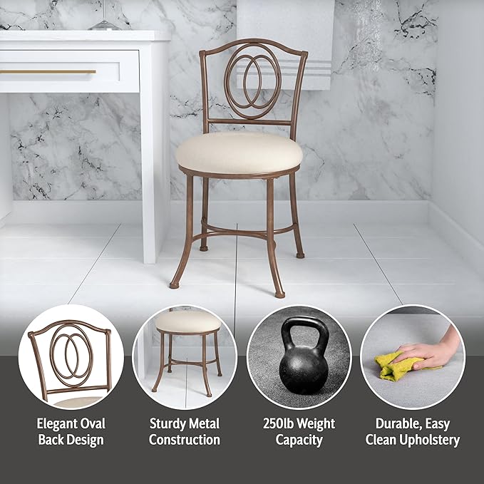 Hillsdale Emerson Metal Vanity Stool, Golden Bronze