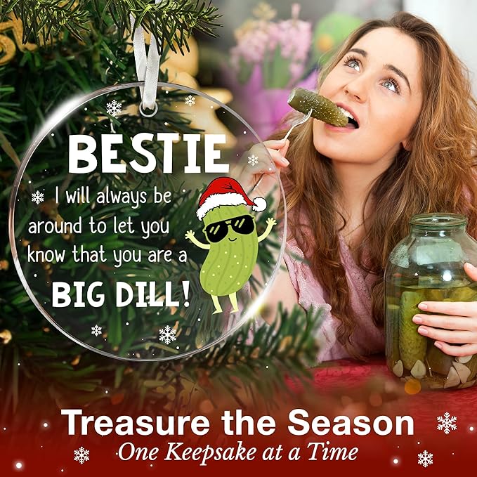 Best Friends Ornament - Pickle Ornaments for Christmas Tree, 2025, Unique Dill Pickle Christmas Ornament, Perfect Besties, Highlighting Big Dill Emotional