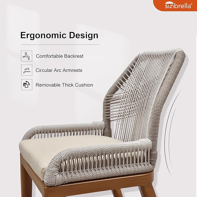 PURPLE LEAF 7 Pieces Round Dining Set Patio Aluminum Modern Round Table and Wicker Chairs with Cushions for Kitchen Backyard Garden Outdoor Furniture Sets