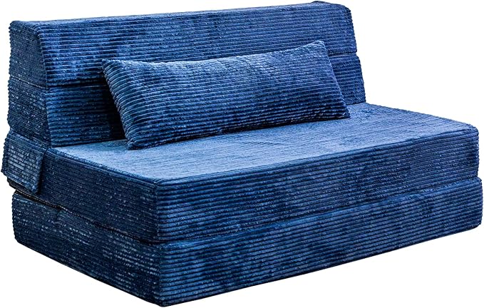 Folding Sofa Bed, Convertible Sleeper Chair with Pillow, High Density Memory Foam Fold Out Couch, Foldable Mattress Futon Sofa for Living Room/Dorm/Guest Use/Apartment/Home Office