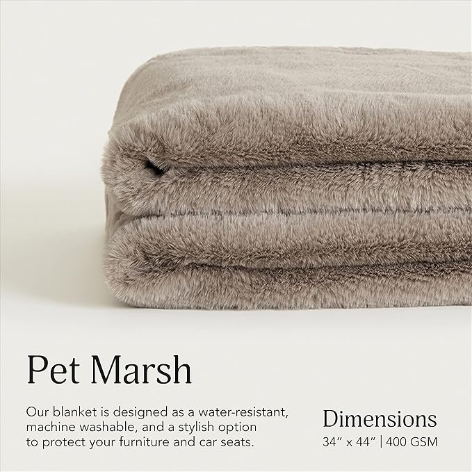 UnHide Lil’ Pet Marsh – Faux Fur Pet Blanket – Extra Soft, Lightweight, Washable Dog Blanket – Comfort and Protection for Couch, Crate, or Bed – Taupe Ducky 34 x 44