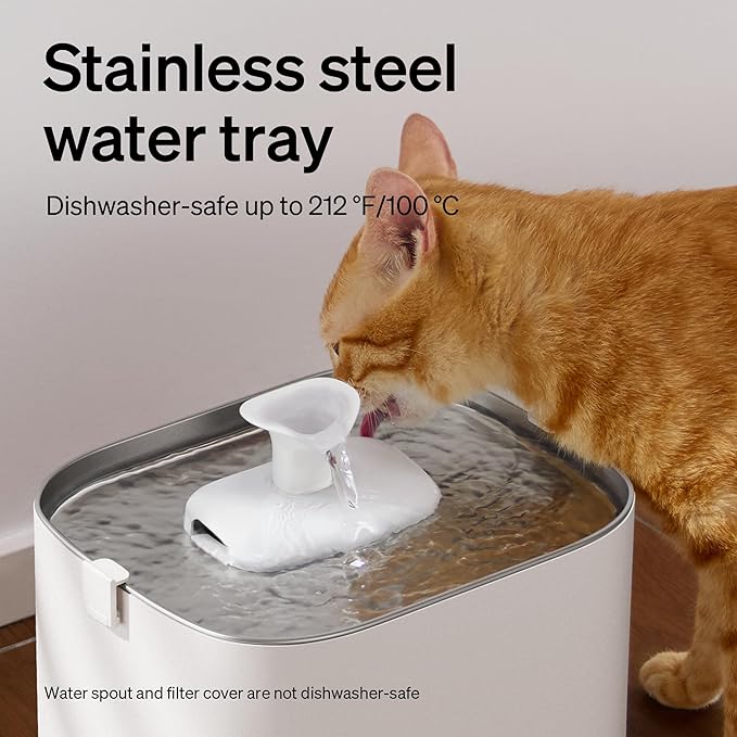 PETLIBRO Upgrade Cat Water Fountain Stainless Steel Tray, Dockstream 2 Smart App Monitoring Cat Fountain for Drinking, 3L/101oz Pet Water Fountain for Cats, 5G WiFi Auto Cat Water Dispenser Dog