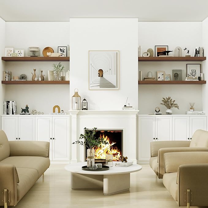 Heimlove 12" Deep Floating Shelves for Wall Shelf Over Toilet Mounted Farmhouse Long 55 inches Set of 1, Farmhouse Shelves with Invisible Brackets for Living Room, Kitchen, Bedroom,Walnut