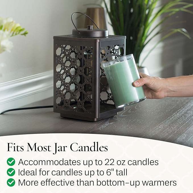 Candle Warmers Etc. Garden Candle Warmer Lantern – for Top-Down Warming & Flame-Free Fragrance