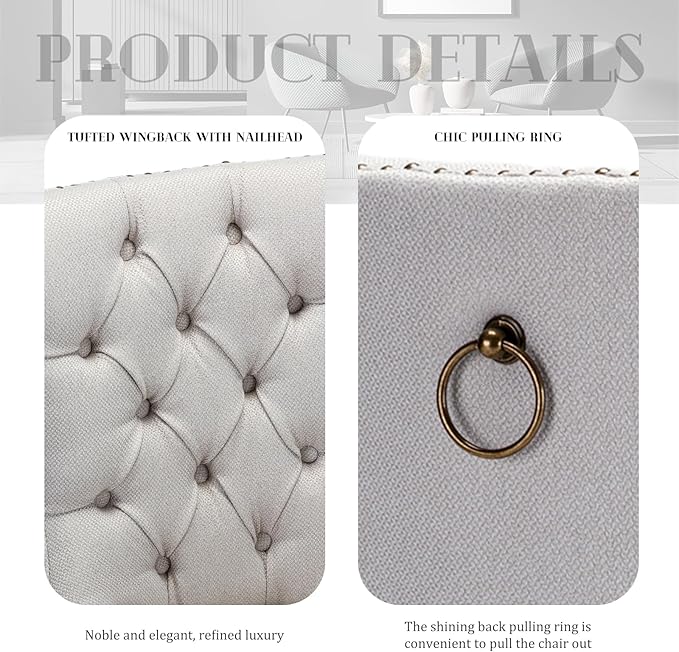 SoarFlash Kitchen Table and Chairs for 2, 24" Dining Table Set for 2 with Velvet Upholstered Chairs, 3 Piece Round Kitchen Table Set, Dining Room Table Set for Small Space, Apartment