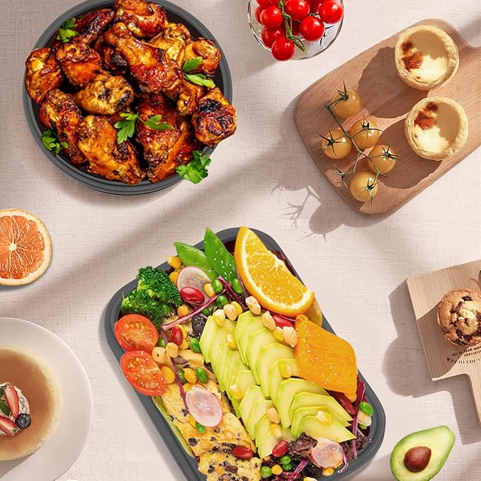 Collapsible Food Storage Containers with Lid & Air Vent, 4 Pack Round Foldable Collapsible Storage Containers Sets for Meals, Lunch Bowls for Camping, Travel, Microwave Freezer Dishwasher Safe, Green