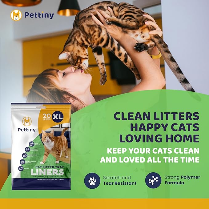 20 XL Cat Litter Box Liners with Drawstrings - Scratch Resistant Cat Litter Bags for an Extra Large Litter Pan
