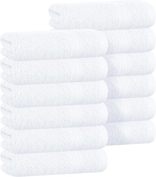 BOUTIQUO Ultra Soft Cotton Washcloths, Contains 12 Piece Face Cloths 12x12 inch, Ideal for Everyday use Face Towels, Compact & Lightweight Multi Purpose Washcloths - White