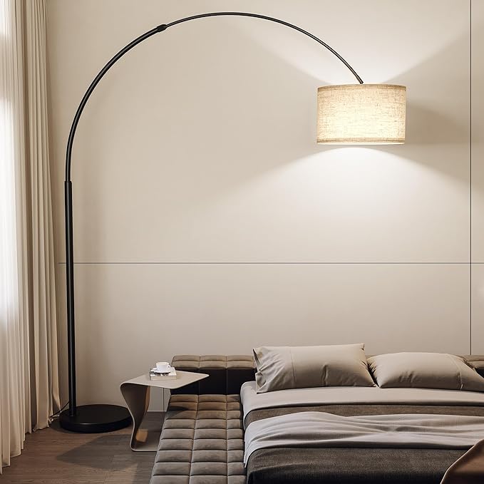 SUNMORY 82" Tall Arc Floor Lamps for Living Room, Large Floor lamp with Length Adjustable, Modern Curved Floor lamp, Corner Lamp for Dining Room, Office, Black