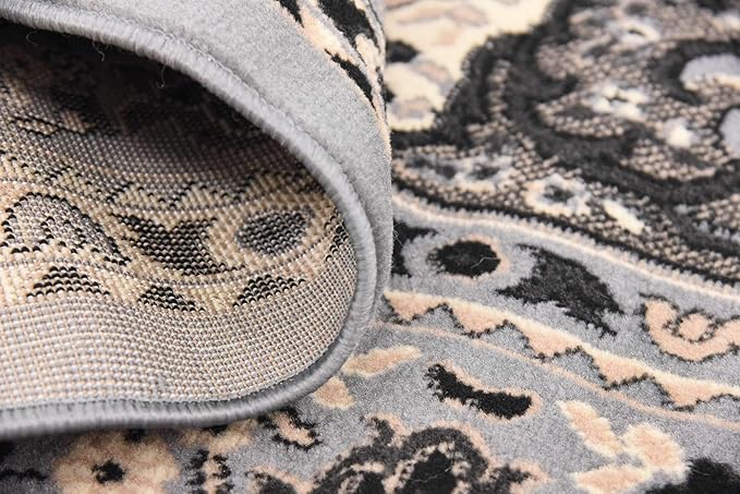 Unique Loom Reza Collection Traditional Persian Style Area Rug, 8' 0" x 8' 0", Gray/Ivory