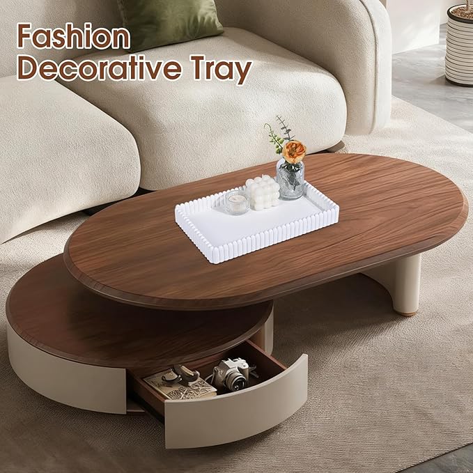 Rectangular Tray for Coffee Table,Modern Decorative Tray,White Concrete Trays,Home Dining Centerpiece Decor,Decorative Trays for Dining Table,Living Room,Kitchen,Counter