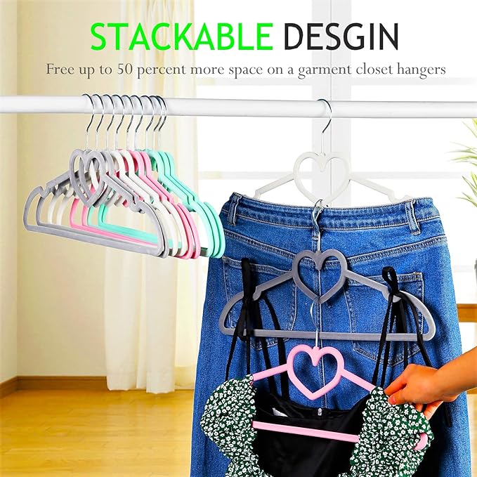 Velvet Hangers 20 Pack, 16" Non Slip Adult Hangers, Slim Clothes Hanger with 360 Degree Swivel Hook - Durable & Cute for Coats, Shirts, Dress (Green)