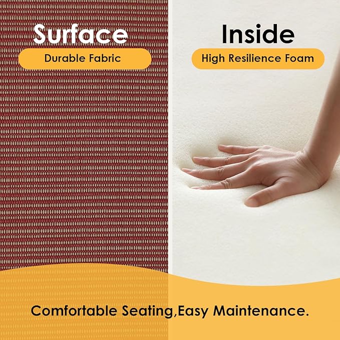 Outdoor Cushions for Patio Furniture Set of 2, 24"x24" Water Repellent Chair Cushions Removable Seat Bottom & Back Cushion Covers for Chair, Sofa, Couch, Dark Yellow Tan Stripe