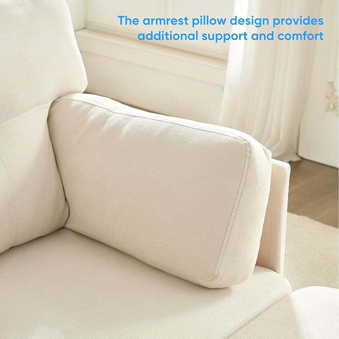 PUREMIND Sectional Home Sofa Living Room, Modern U-Shaped Sofa Couches with Double Chaise, Upholstered 4 Seater Sofa for Living Room, Apartment, Beige