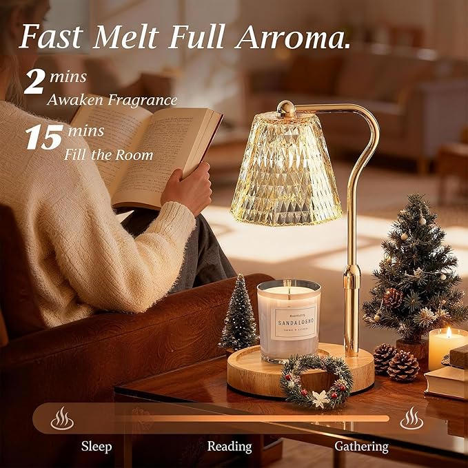 Candle Warmer Lamp with Timer Gifts for Women, Adjustable Height Wax Warmer Lamp for Scented Candles Home Essentials Decor, White Elephant Gifts for Adults Who Have Everything