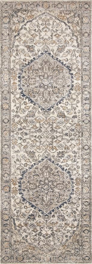 Loloi Teagan Collection TEA-01 Natural/Lt. Grey 9'-9" x 13'-6" Area Rug, Large, Soft Neutral Rug, High-Traffic for Living Room, Bedroom, Home Office, Dining Area