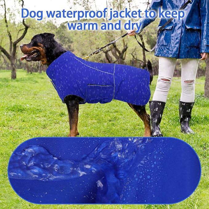 MIGOHI Waterproof Dog Jacket,XL Dog Coat,Reflective XL Fleece Jacket for Dogs,Extra Large Winter Coat Snowsuit,Large Snow Clothes for Dogs Male Female,Australian Shepherd,Beagle,XL,Blue