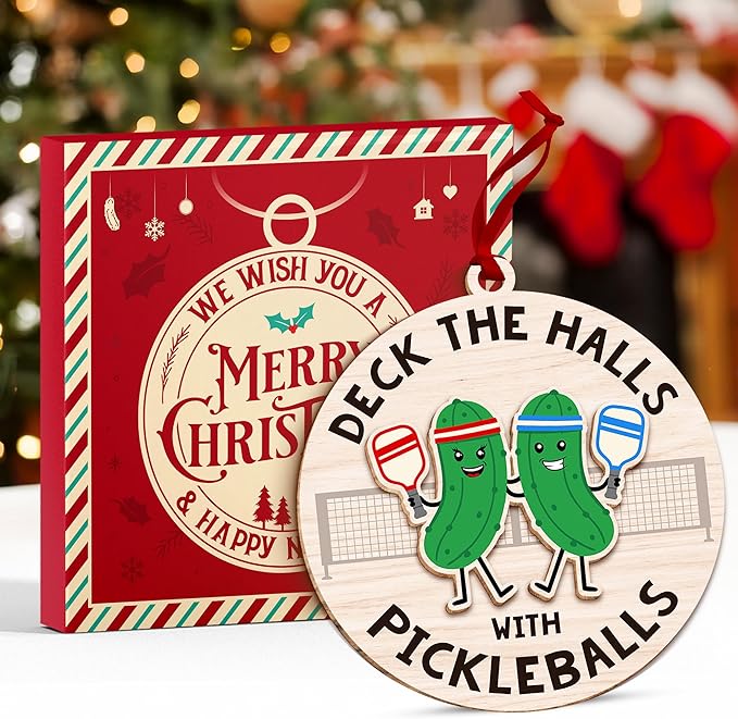 Pickleball Ornament for Christmas Tree - Ideal for Pickleball Enthusiasts, Deck The Halls with Funny Ornaments, Unique Stocking Stuffers, Perfect for Pickleball Gifts Ideas