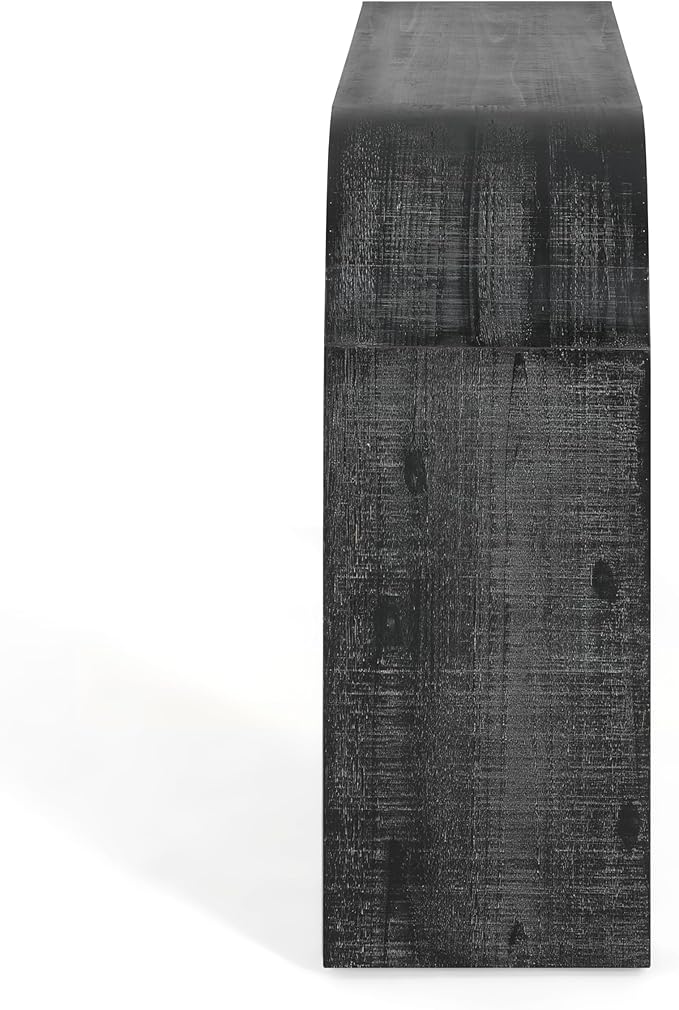 Merax Black Entryway Table Narrow, Curved Edge and Natural Texture Console Table for Living Room, Hallway and Bedroom
