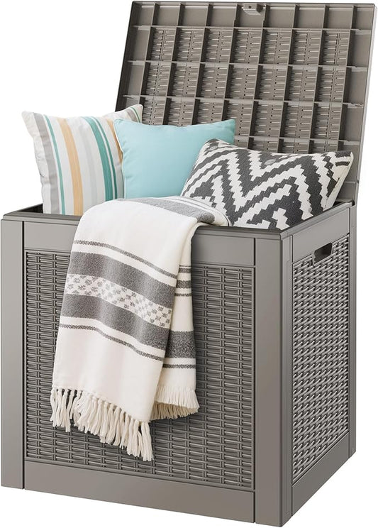 31 Gallon Outdoor Storage Box, Resin Deck Boxes Outdoor Waterproof For Patio Furniture, Garden Tools, Pool Supplies, Durable And UV Resistant, Lockable(2Box,a set)