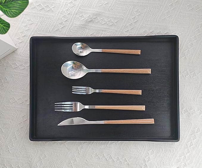 Black Serving Tray (15 x 10.6 inch), Large Tray for Serving Accessory, Snack, Dessert, Spa, Coffee, Drinks, Tea, Bar, Party, Seasoning, Perfume and Display Use.