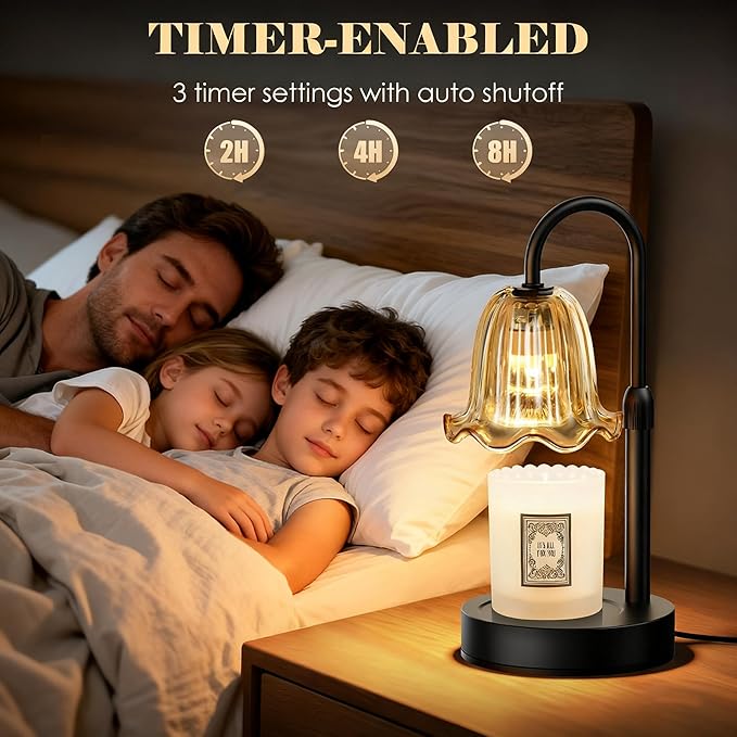 Candle Warmer Lamp with Timer Dimmer, House Warming Gifts New Home Decor, Christmas Birthday Gifts for Women Mom, Vintage Wax Warmer for Scented Wax Jar Candles with 2 Bulbs