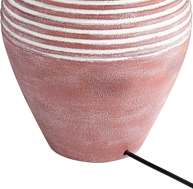 John Timberland Sierra Rustic Southwestern Style Jug Table Lamp 30" Tall Red Brown Sandstone Linen Drum Shade Decor for Living Room Bedroom House Bedside Nightstand Home Office Entryway Reading