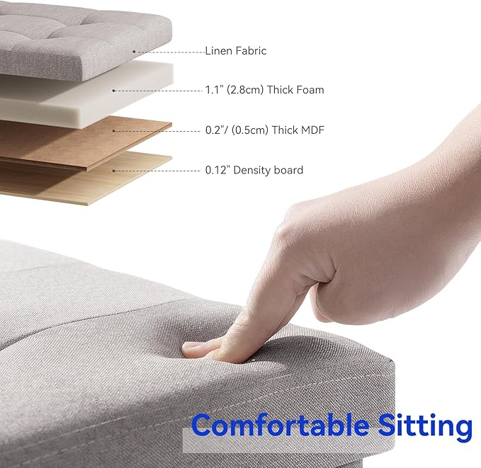 BRIAN & DANY 30 Inches Folding Storage Ottoman Bench, Ottoman with Storage Bench for Bedroom, Living Room, Entryway, Foot Rest with Legs, Light Gray