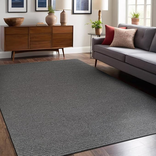 Non Slip Gray Solid Rubber Back Thing Rug for Living Room 4x6 Area Rugs for Kitchen, Rugs for Bedroom, Stain Resistant Easy Cleaning Non Shedding Carpet Gray 4 x 6