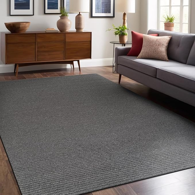Non Slip Gray Solid Rubber Back Thing Rug for Living Room 3x5 Area Rugs for Kitchen, Rugs for Bedroom, Stain Resistant Easy Cleaning Non Shedding Carpet Gray 3 x 5