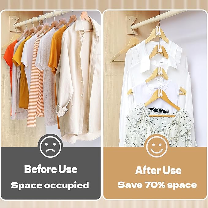 Mlici Cascading Hanger Connector, 60 Pcs Plastic Connector Hooks for Velvet Hanger or Clothes Hangers, Space Saving Hangers Hooks Closet Organizer - White